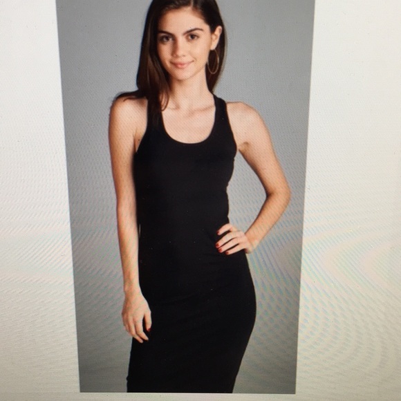 Last one-Black Racerback Midi Dress Small - Picture 2 of 3